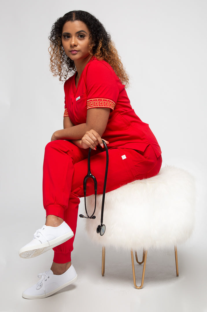 Calafia Scrub Top - Red