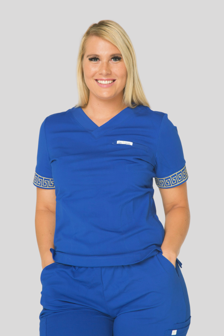 Royal blue scrub on sale top